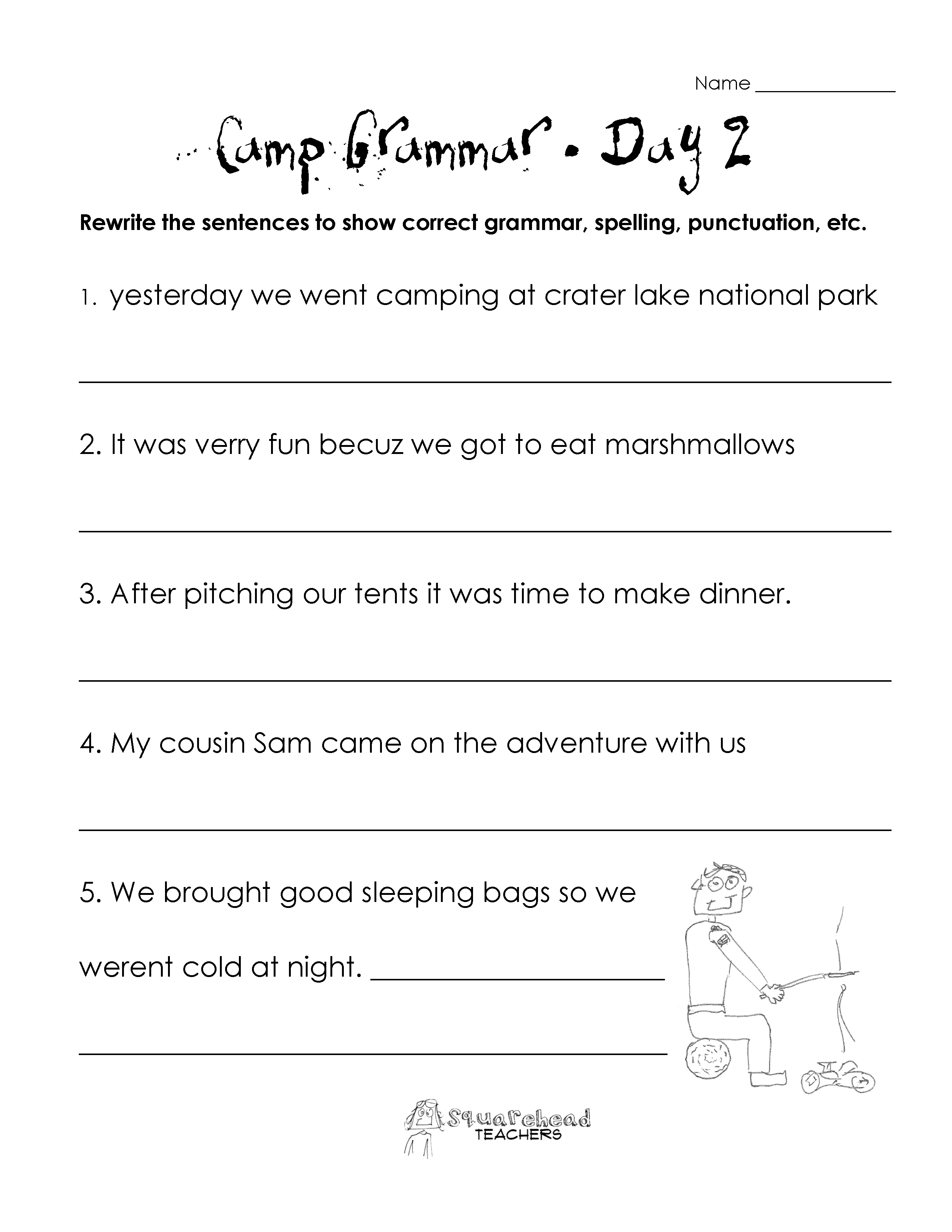free grammar worksheet 4th grade