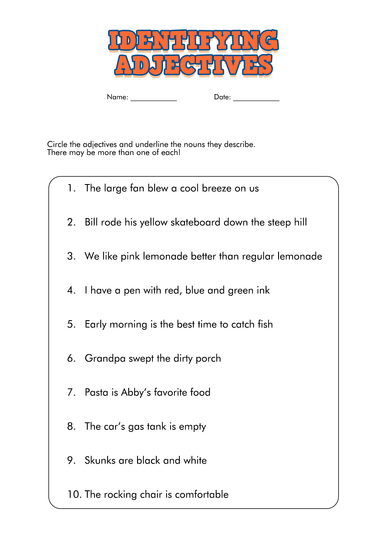 free grammar worksheet for 4th grade