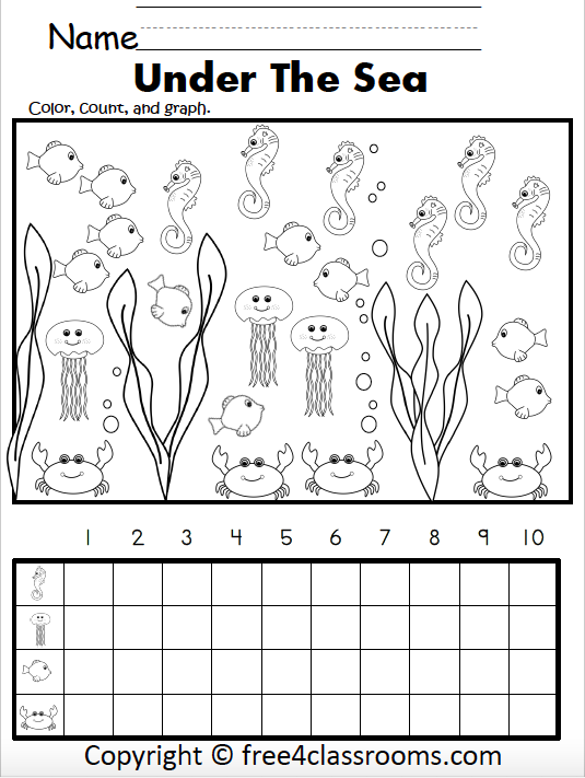 Free Kindergarten Graphing Worksheet - Under the Sea - Free ...