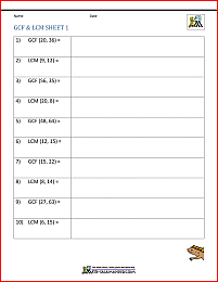 free greatest common factor worksheet