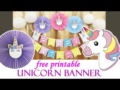 free happy birthday banner printable unicorn