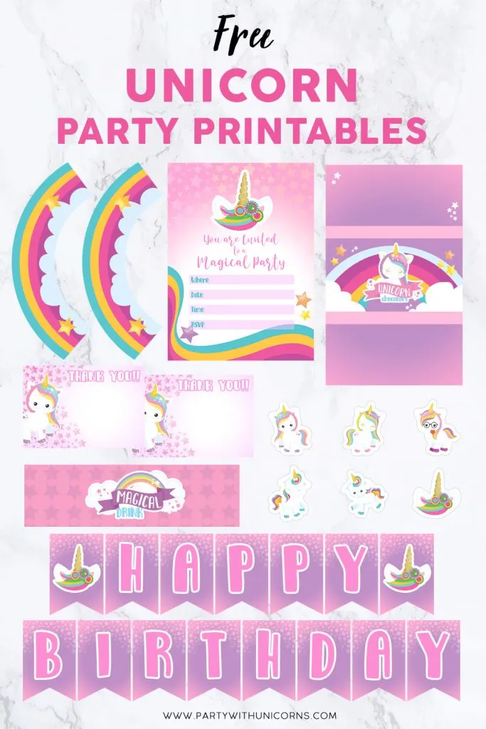 free happy birthday banner printable unicorn