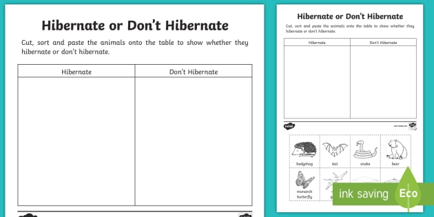 free hibernation worksheet