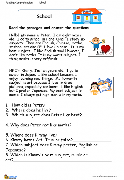 free high school reading comprehension worksheet