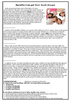free high school reading comprehension worksheet