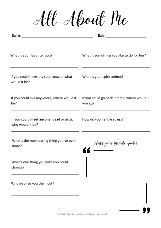 Free All About Me Worksheet Collection: Icebreakers For Kids