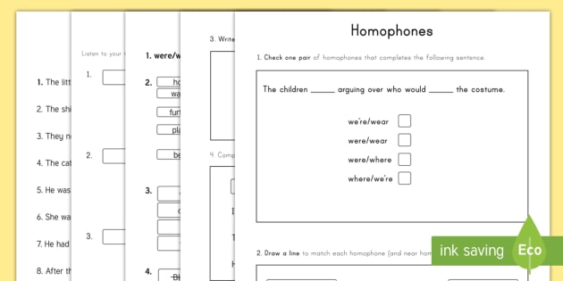 free homonyms worksheet