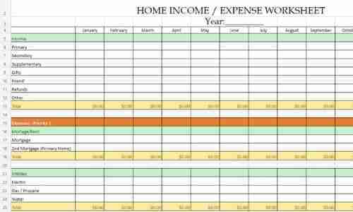 free income and expense worksheet