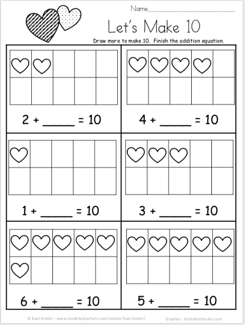 free kindergarten math worksheet addition