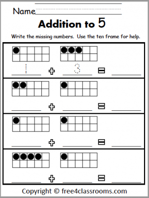 free kindergarten math worksheet addition