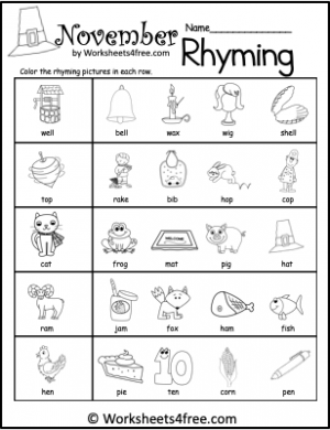 free kindergarten rhyming worksheet