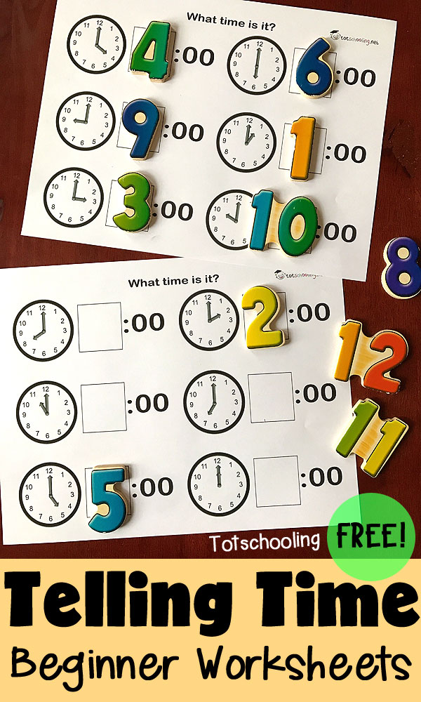 free kindergarten time worksheet