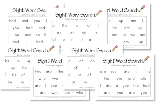 Kindergarten Sight Word Search - Confessions of a Homeschooler