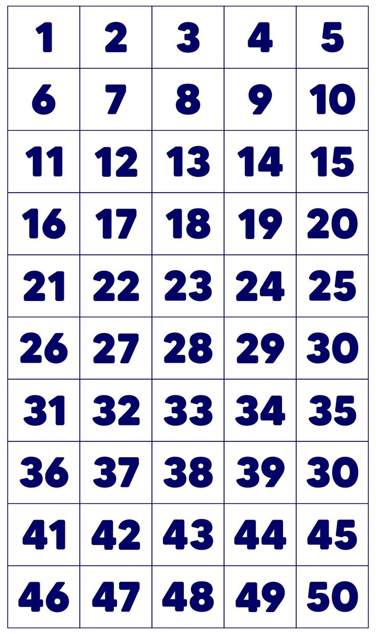 large-printable-numbers-1-50-plantilla-de-bingo-ejercicios-de-worksheets-library for Free Printable Number Chart 1 50 Large Printable Numbers 1 50 | Plantilla de bingo, Ejercicios de ... - Worksheets Library for Free Printable Number Chart 1 50
