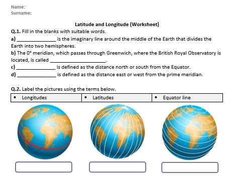 free latitude and longitude worksheet