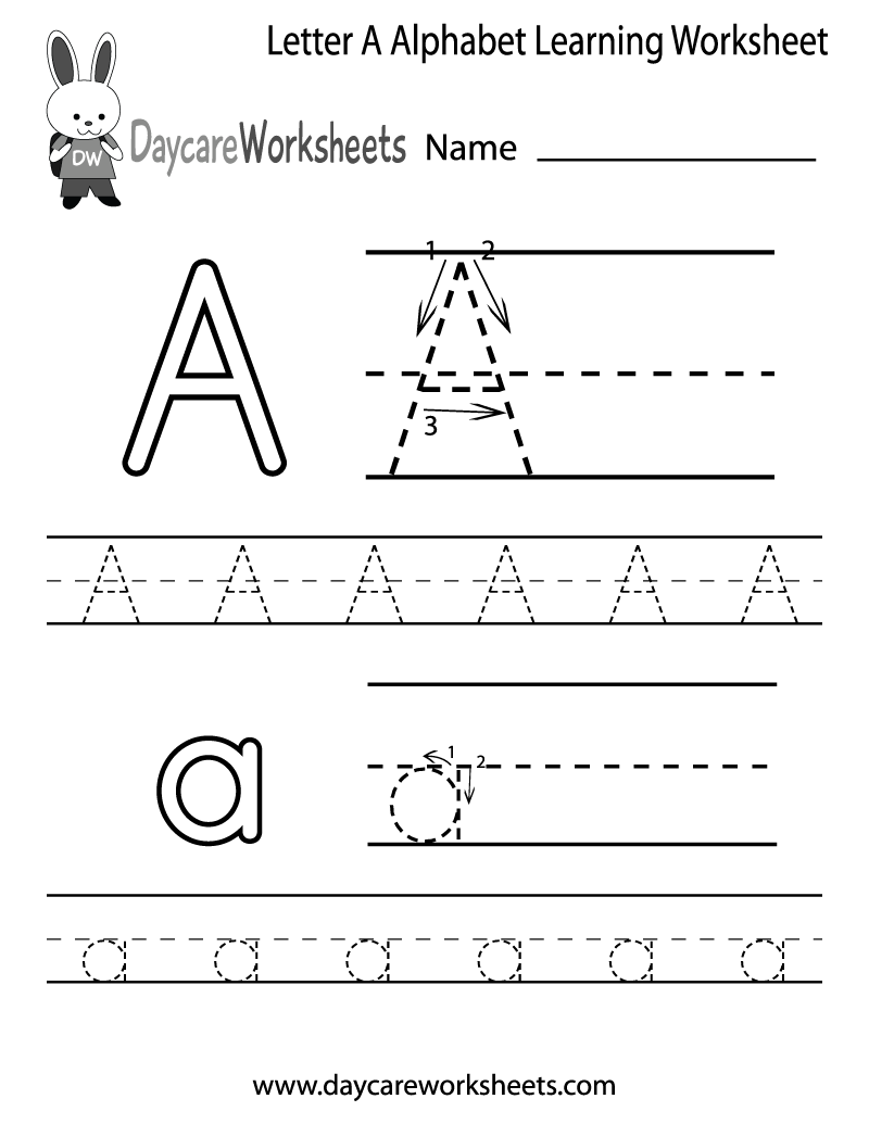 Free Letter A Alphabet Learning Worksheet for Preschool