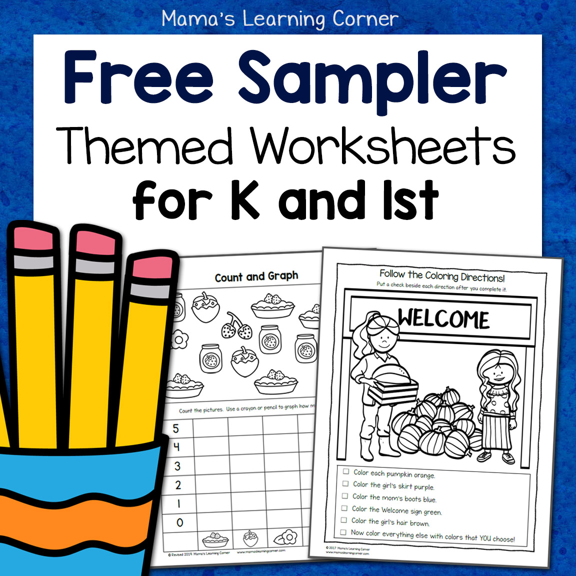 Free Kindergarten and First Grade Worksheet Sampler Packet - Mamas ...