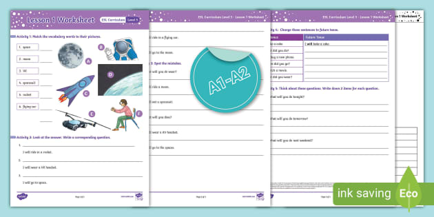 FREE! - ESL Curriculum Level 5, Lesson 1 Worksheet - Twinkl
