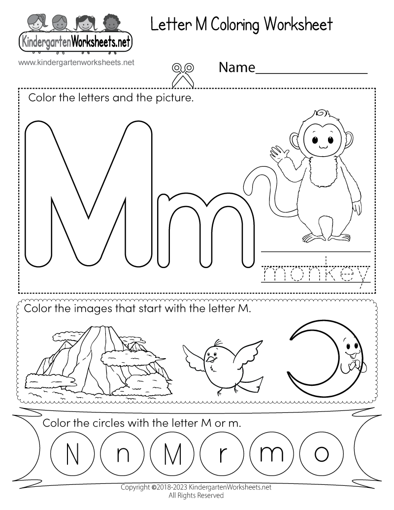 free letter m worksheet