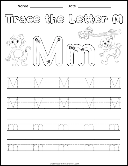 free letter m worksheet