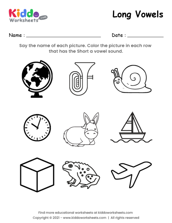 free long vowels worksheet