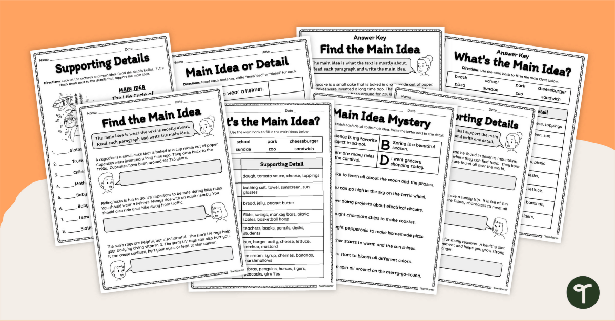 free main idea worksheet 4th grade