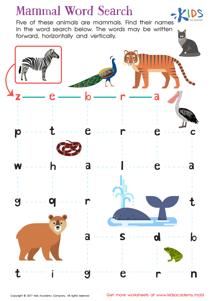 free mammal worksheet