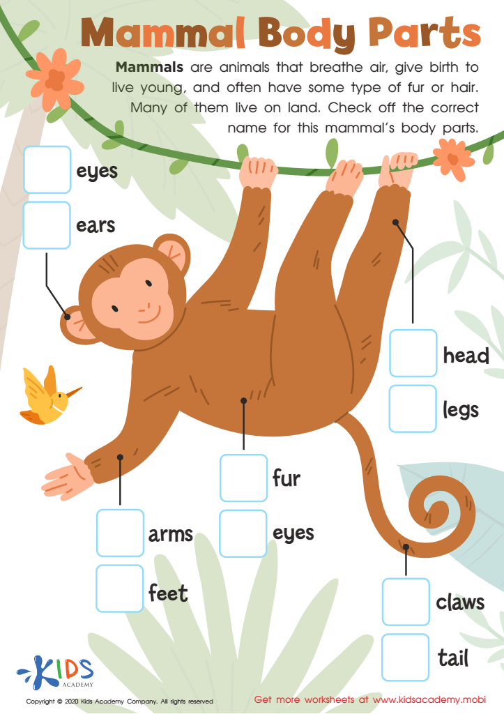 Free Animal anatomy Animals Worksheets for Ages 3-6