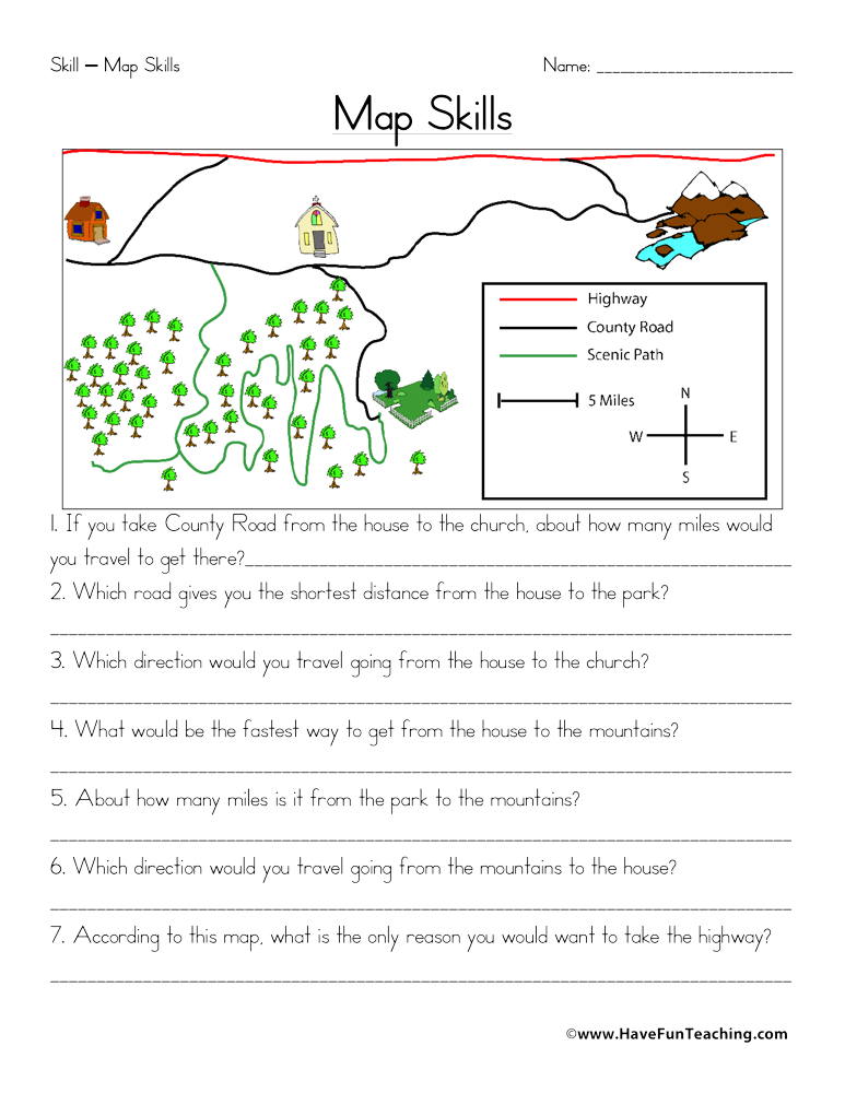 Map Skills Worksheet Worksheets Library