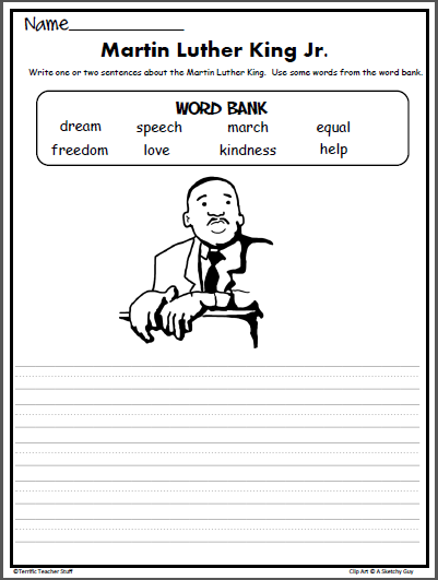 free martin luther king jr worksheet