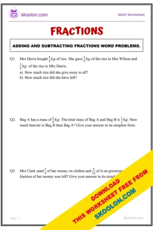 free math fraction worksheet