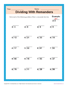 Dividing With Remainders | Free, Printable Math Worksheets