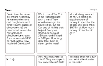 Word Problems Worksheets - Free Printable Math PDFs | edHelper.com