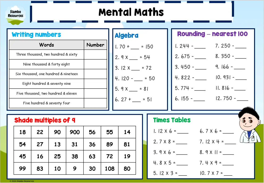 Grade 4 Mental Maths Worksheets | Free Printables | Math Worksheets