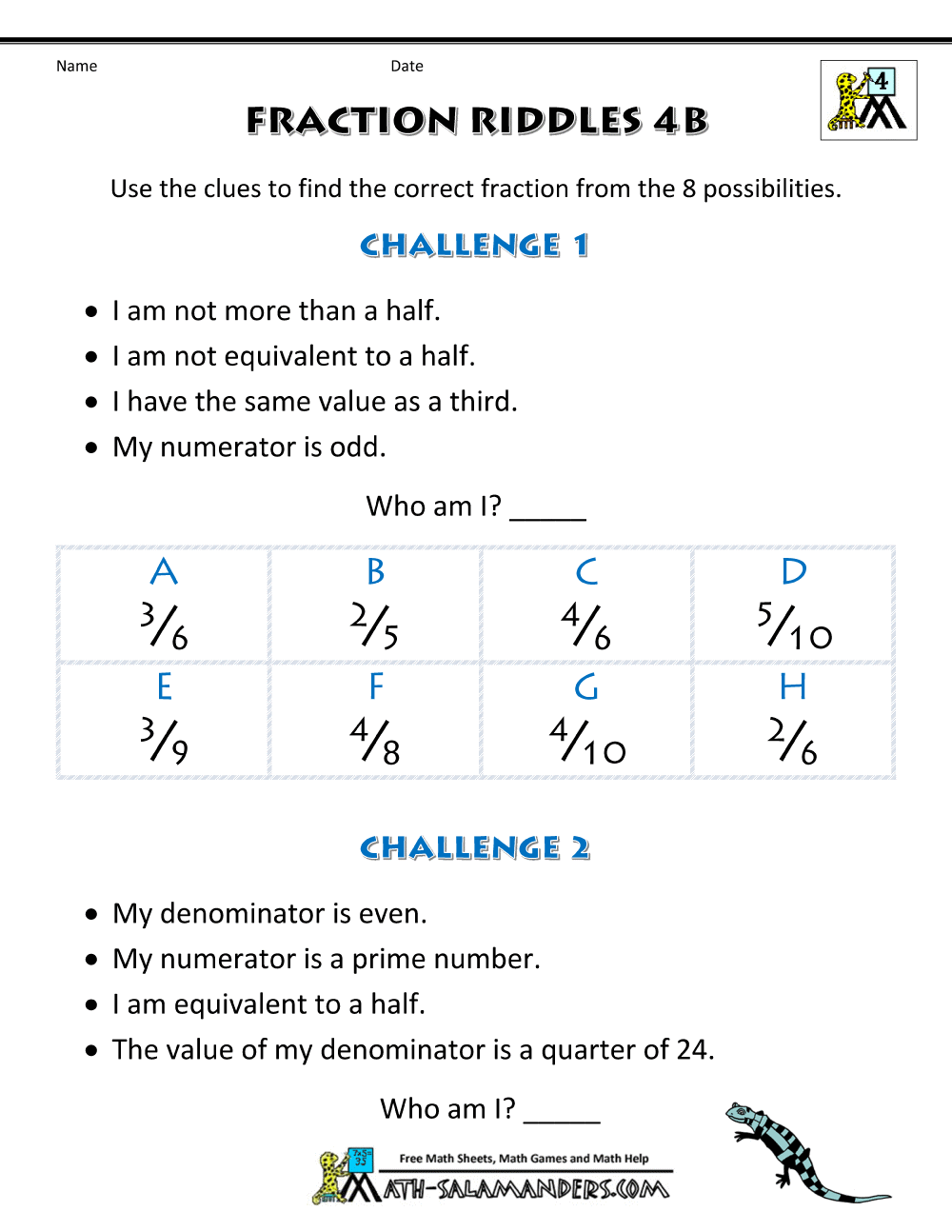 free math worksheet fractions