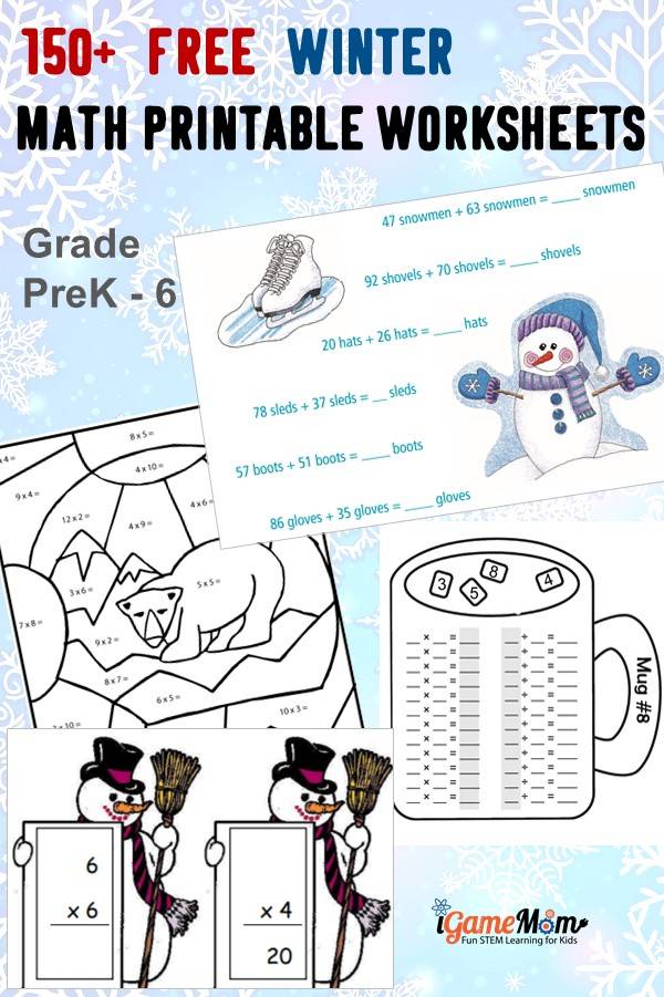 150 Free Winter Math Printable Worksheets