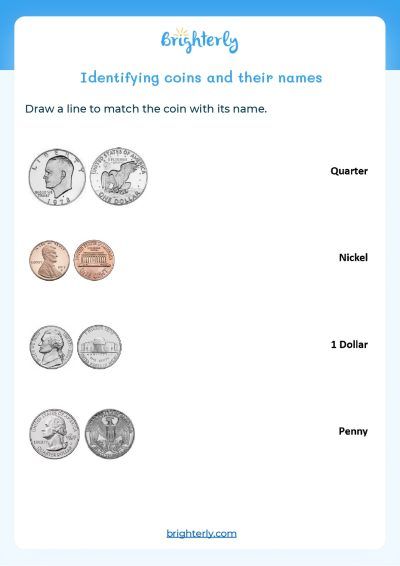 free money worksheet for 1st grade