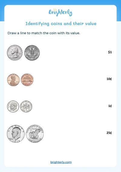 free money worksheet for 1st grade