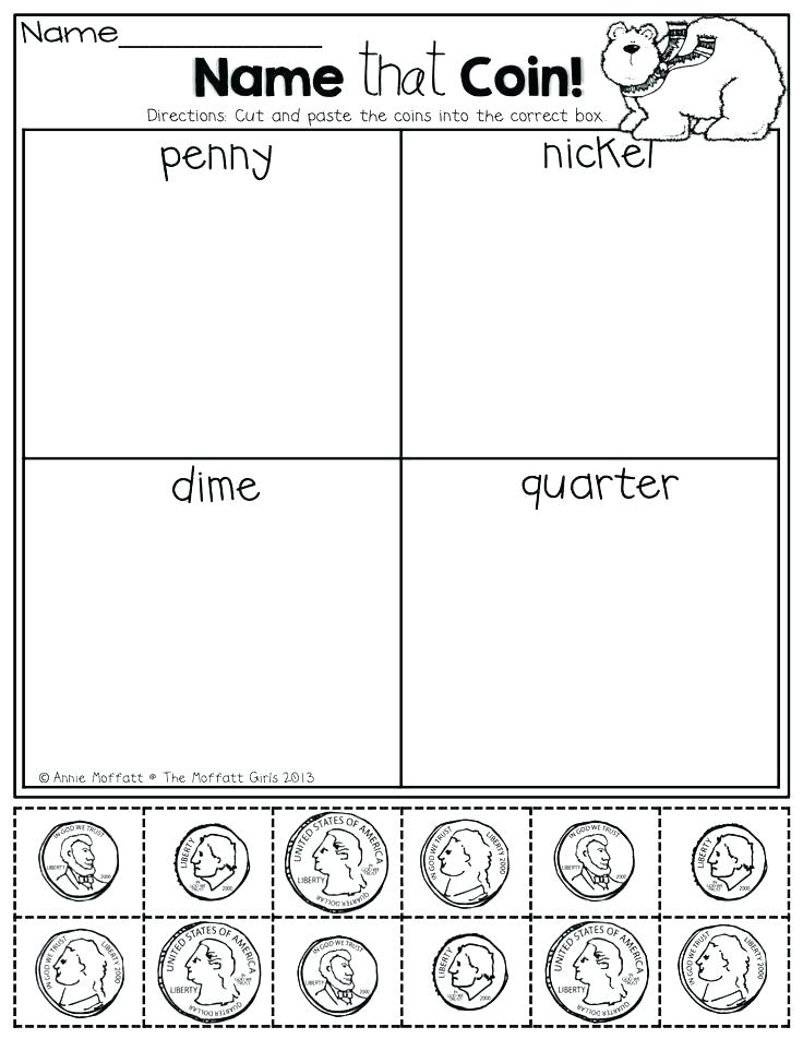 free money worksheet for kindergarten
