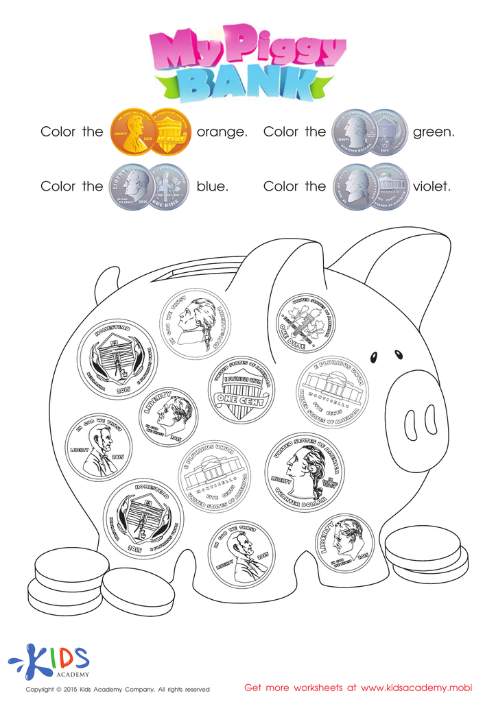 free money worksheet for kindergarten