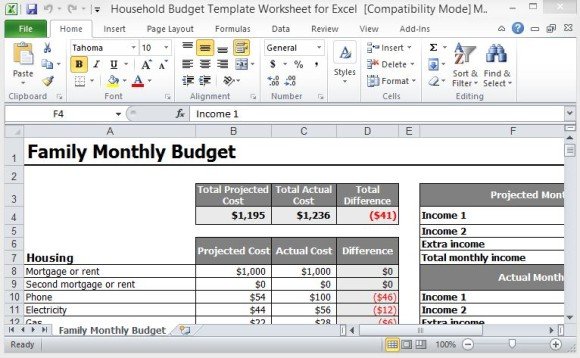free monthly budget worksheet excel