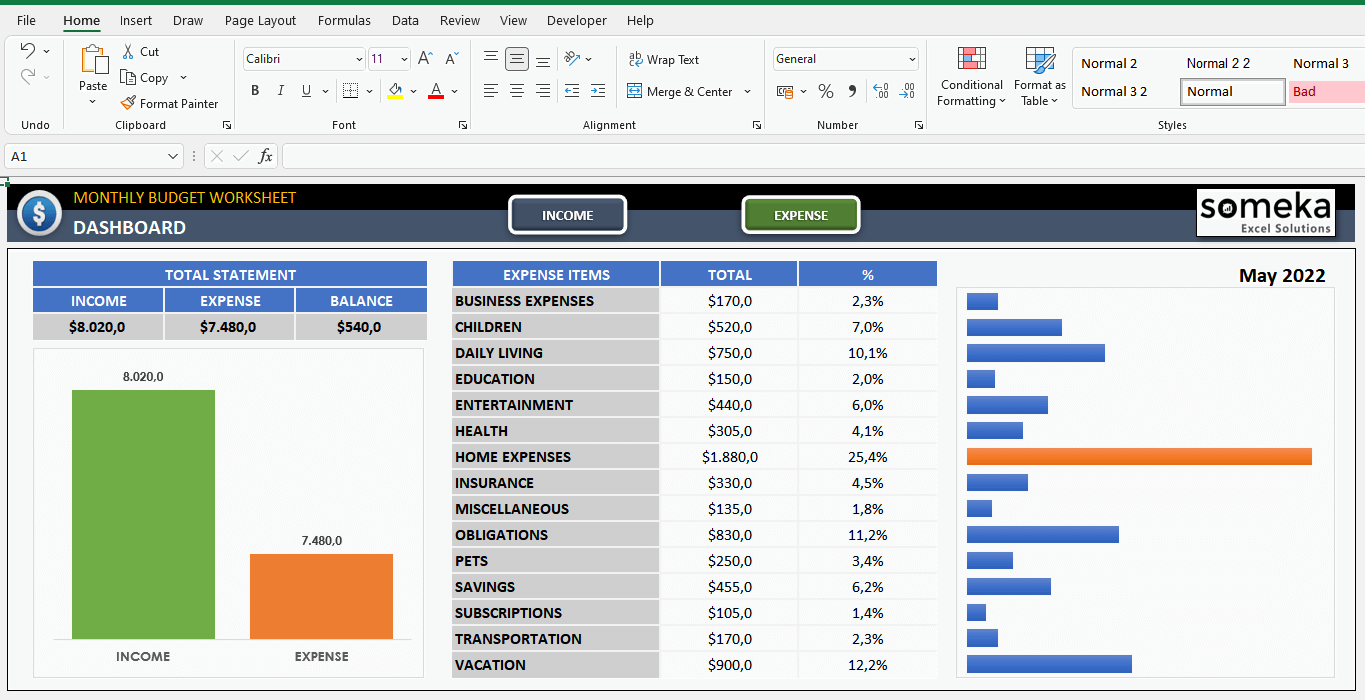 free monthly budget worksheet excel