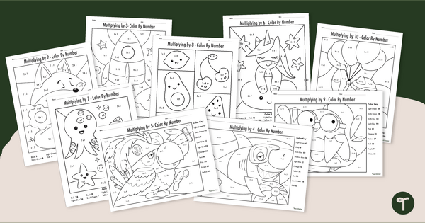 Multiplication Color By Number Worksheet Pack | Teach Starter