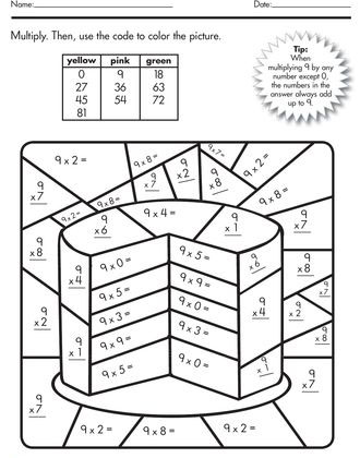 free multiplication coloring by number worksheet