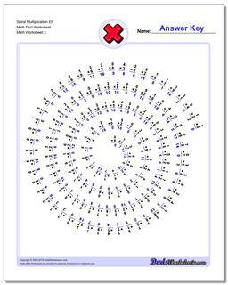 Multiplication Worksheets: Spiral Multiplication Facts