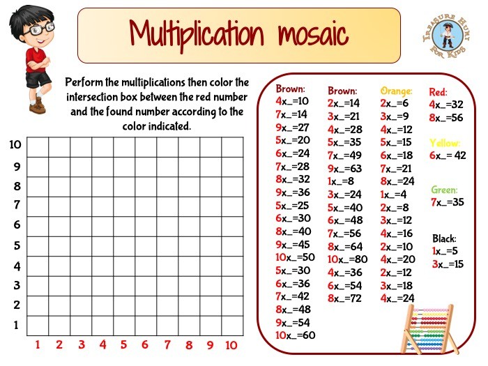 free multiplication mosaics worksheet