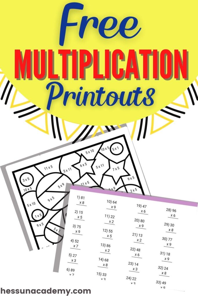 Free Multiplication Printouts For Grades 3-5 - Hess UnAcademy