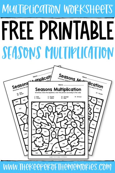 Free Printable Seasons Color by Number Multiplication Worksheets ...