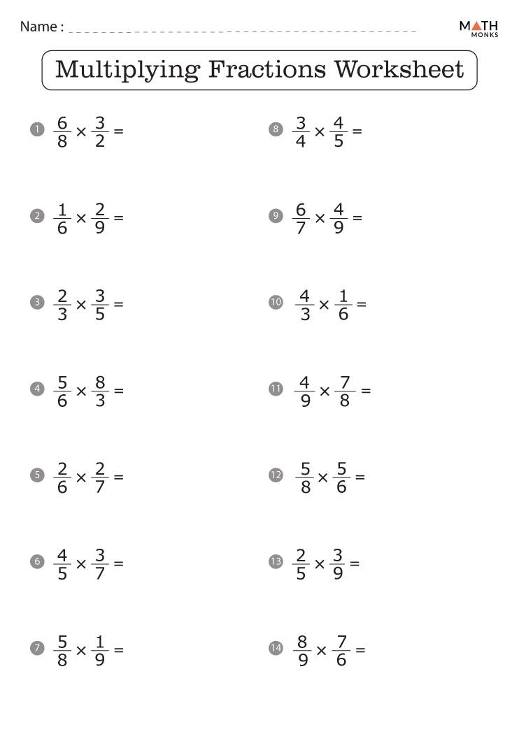 free multiplying fractions worksheet