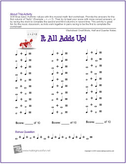 free music worksheet